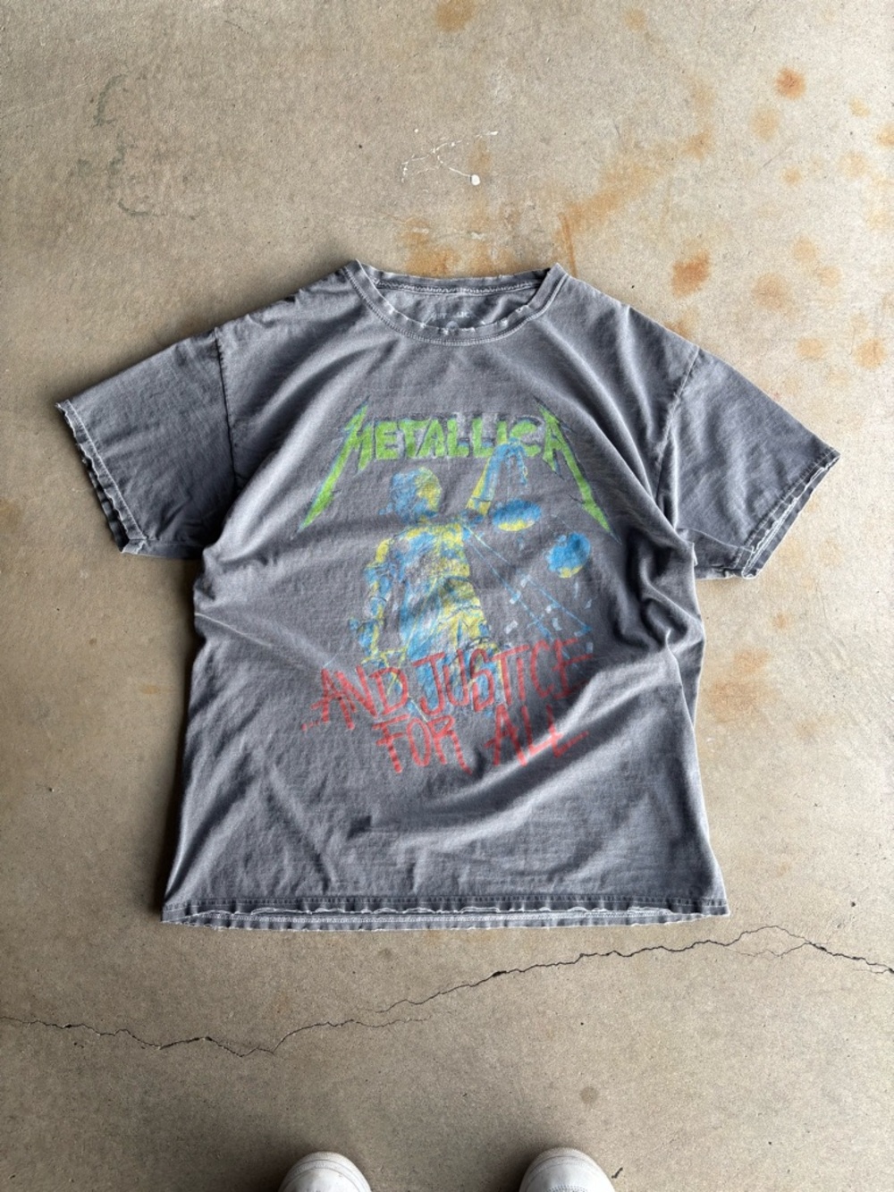 Metallica And Justice For All Faded Grey Boxy Band Shirt